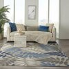 Homeroots 6 x 9 ft. Gray & Blue Leaves Indoor & Outdoor Area Rug 384873